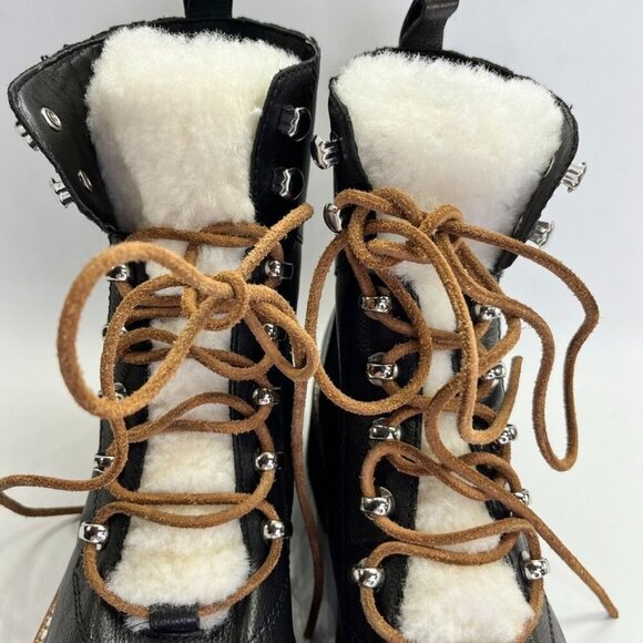 Marc Fisher LTD Izzie Shearling-Lined Leather Work Boots SIze 9.5 M Black - Picture 8 of 16